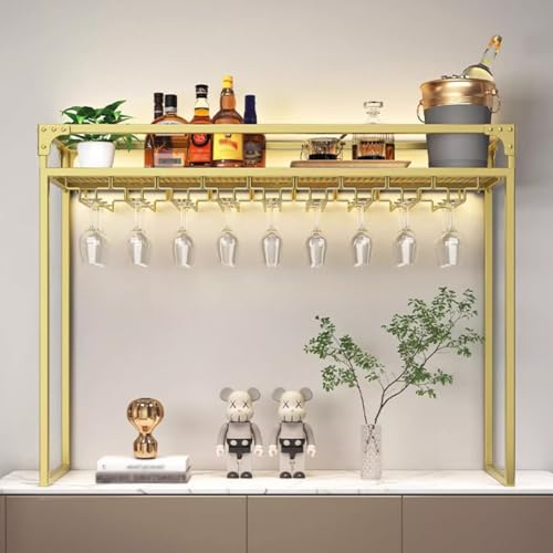 Soporte de vino metálico dorado para encimera 80 cm