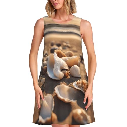 Robe d'été fluide anti-chaleur imprimé coquillage pour le quotidien