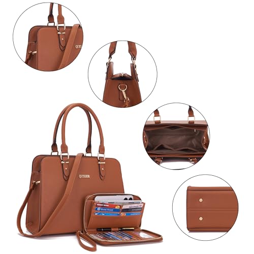 Image of Qiyuer Satchel Purses For Women Handbag And Wallet Set Tote Bag | Premium Vegan Leather,Matching Wallet,RFID Blocking,Work,Casual