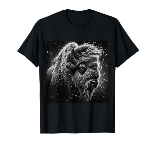 Majestuoso bisonte en la nieve - Arte de la vida silvestre camisa obra de arte Camiseta