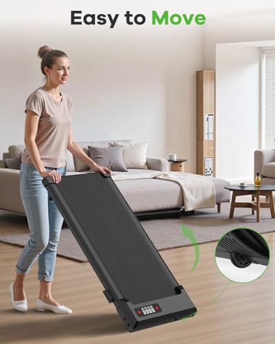 bigzzia Walking Pad Treadmill with Incline, 2.5HP Under Desk Treadmills for Home Office, 1-8KM/H, Compact Mini for Small Spaces, 140KG Capacity, LCD Display & Remote Control, No Assembly - Image 3