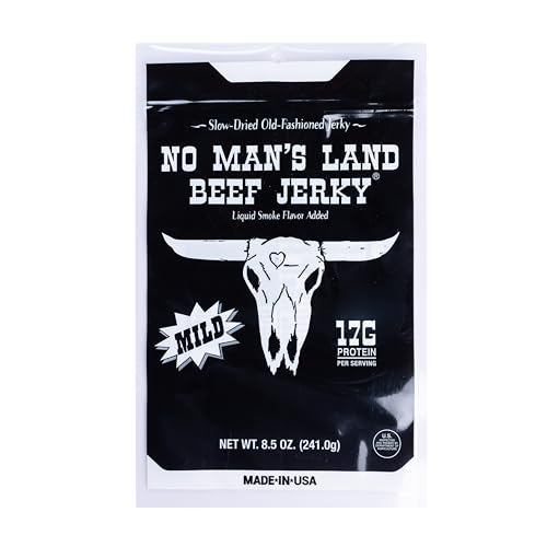 Image of No Mans Land Slow-Dried Beef Jerky | Smoked & Seasoned Jerky Strips | High Protein, Low Carb Beef Snack | Gluten Free - MILD (8.5oz)