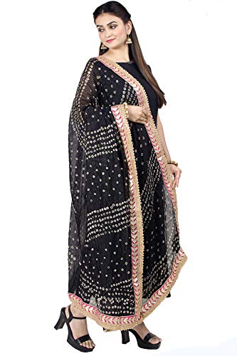 Chandrakala Bandhani Dupatta for Women,Shawl Scarf Wrap Chunni (D195-P)