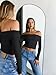 Trendy Queen Women Long Sleeve Shirts Off Shoulder Tops Going Out Crop Sexy Slim Fitted Y2K Fall Outfits 2026 Fashion Clothes Black XL