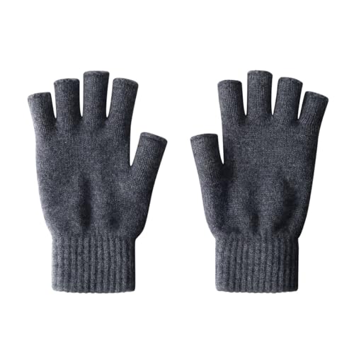 iMongol Pure Wool Women Men Unisex Half Fingers Fingerless Gloves Mittens, Outdoor Tactical Glove for Hunting & Hiking, Made in Inner Mongolian (Dark Grey)