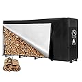 nalone 8FT Outdoor Firewood Rack with Cover&Carry Bag Heavy Duty Square Strong Stand Rack with Waterproof Cover for Fireplace Fire Pits Wood Pile Storage Holder Lumber Rack