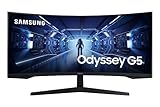 SAMSUNG LC34G55TWWPXEN Monitor Gaming Odyssey G5 de 34' (3440 x 1440, Curvo, Tasa refresco de165Hz, Tiempo de Respuesta 1 ms, Ultra WQHD, AMD Freesync Premium, HDR, Negro)