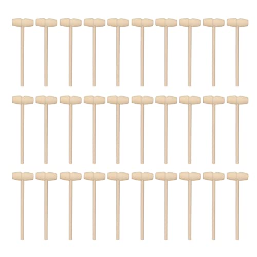 30 Pçs Mini Martelo de Madeira Brinquedos para Crianças, Pequeno Brinquedo de Martelo Inacabado Pint