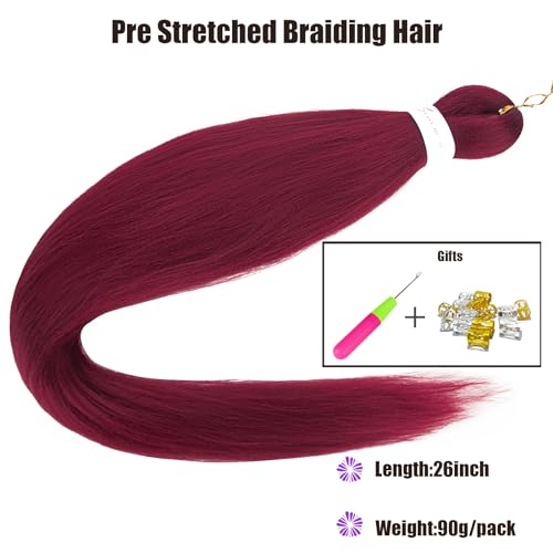 Pre-stretched Braiding Hair Professional Easy Crochet Braid Hair 26 Inch 8 Packs Hot Water Setting Soft Synthetic Braiding Hair(26 inch 900#) - Image 2