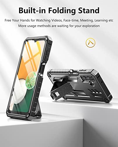 Case for Samsung Galaxy A13 5G/A04s: Shockproof Military Grade Protective Hard Phone Case with Kickstand - Rugged Dual Layer Heavy Duty Protection TPU Tough Phone Cover Black