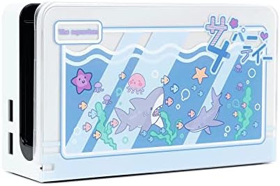GeekShare Osłona stacji dokującej OLED, odporna na zarysowania, twarda płyta czołowa do stacji dokującej Switch OLED, DIY, zamienna powłoka kompatybilna z Nintendo Switch OLED Dock (Shark Party)