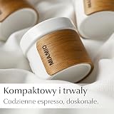 MIAMIO – Zestaw filiżanek do espresso 4 szt. (100 ml) Filiżanki do herbaty w stylu japońskim z ceramiki/Filiżanki bez uchwytu z demontowanym drewnianym mankietem (Biały)