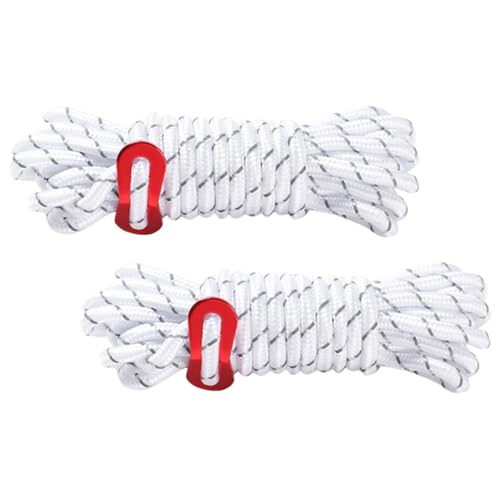 ifundom 2 pièces Cordes de Tente Réfléchissantes Anti-Vent Cordons de Fixation Résistants pour Camping et Auvents Légers et Portables avec Boucles Usage Extérieur Polyvalent