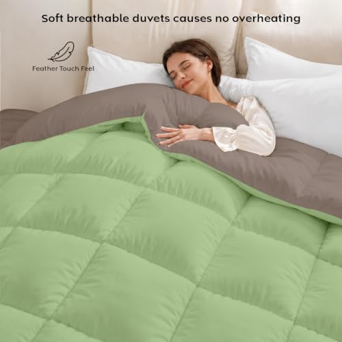 Image of AYKA Reversible Comforter 220 GSM Microfiber Reversible AC Comforter /Blanket for Winter /Quilt /Dohar /Duvets for King Size Blanket /Comforter Double Bed (Mocha & Moss, 60 * 90 inch)