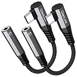 USB C to 3.5mm Female Headphone Jack Adapter (2-Pack), Type C to Aux Audio Dongle Cable Cord Right A