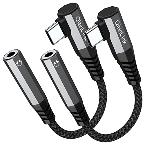 Usb C To 3.5Mm Female Headphone Jack Adapter (2-Pack), Type C To Aux Audio Dongle Cable Cord Right Angle Compatible With Samsung Galaxy S23 S22 S21 S20 Ultra, Note 20 10 Plus, Pixel, Macbook Ipad Pro #TOP9