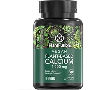 PlantFusion Vegan Calcium, Premium Plant Based Calcium (1000mg) Sourced from Icelandic Red Algae, Plus Magnesium, D3, K2, and Boron, 90 Vegan Tablets