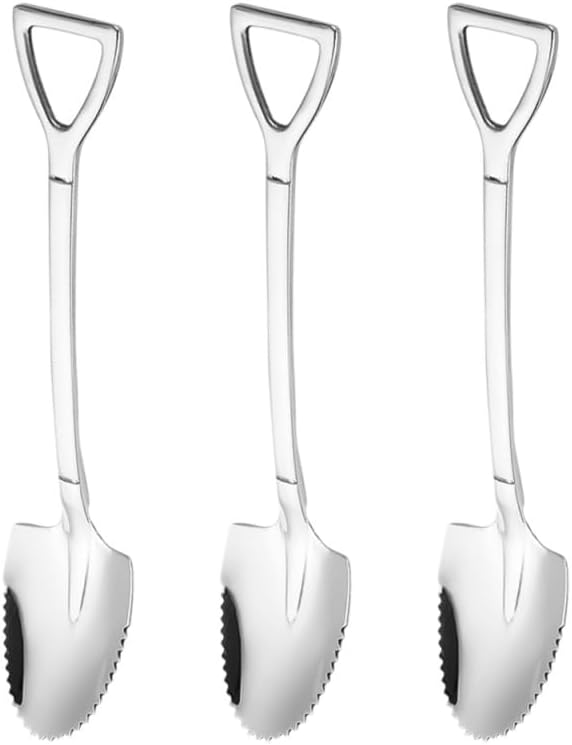 PRETYZOOM 3-Pack Stainless Steel Grapefruit Spoons with Serrated Edges and Hole Design 6.18In Fruit Scraping Spoons for Kitchen and Dining