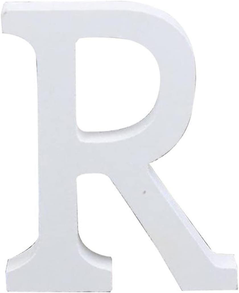 Rosymoment Alphabet R Wooden Hanging Decorative Wall Letter for Children's Bedroom Decor, 12 cm Length, White (Letter R)