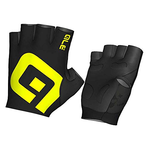 Alé Guanti da ciclismo Unisex Air Estate, Nero/Giallo Fluo, XL