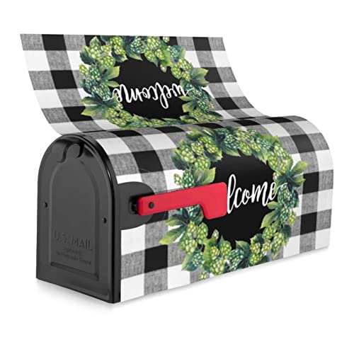 Chayber Mailbox Covers Magnetic Welcome Box Wreath Mailbox Cover Magnetic Buffalo Plaid Garden Yard Home Green Decor For Outdoor Standard Size 21X18 In #TOP5