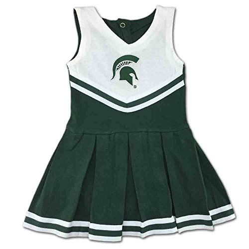 Michigan State University Spartans Baby and Toddler Cheerleader Bodysuit Dress Green