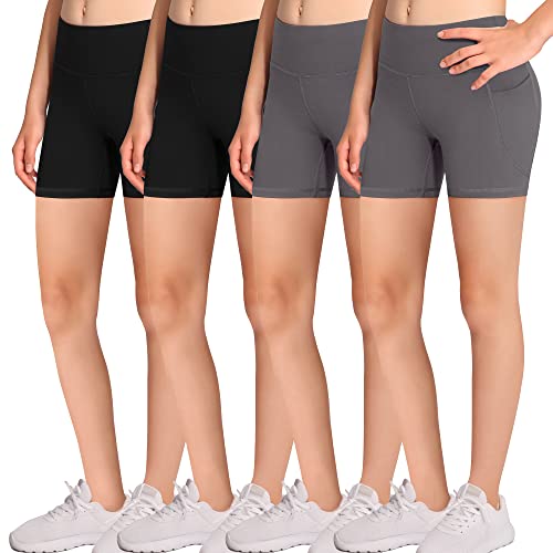 Daligirl Volleyball Bike Shorts For Girls - 4 Packs Spandex Compression Shorts With Pockets For Kids Dance Yoga And Athletics #TOP1
