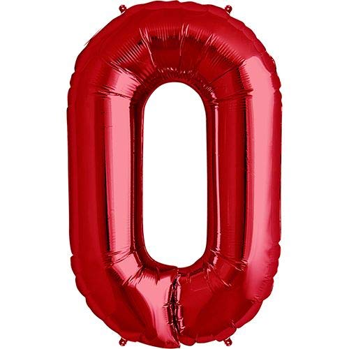 REAL ACCESSORIES Red Number 0 Helium Foil Balloon , Birthday Digital Number 0 Balloon, 40 inch Giant Big Myler Number 0 Red Foil Balloon Birthday Party Decorations => FAST DELIVERY (NUMBER 0, RED)