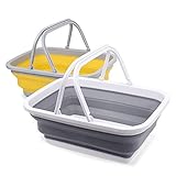 2 Pack Collapsible Sinks -Camping Picnic Baskets 11L/2.90Gal Wash Basin - Foldable Ice Buckets/ Tub/Basin/Bucket with Sturdy Handle for Washing Dishes,Hiking,RV and Home - Portable Outdoor Wash Basin