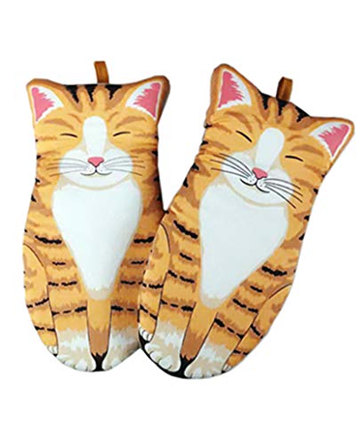 Oven Mitts Kitchen Cooking Baking Heat Resistant Cat Glove, 1 Pair Cat