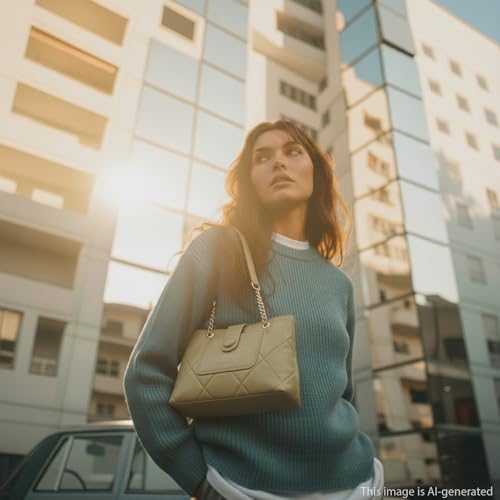 Image of Fastrack ButtonUp Shoulder Bag | Quilted Faux-Leather Women's Handbag | Bag with Chain Strap & Dual Closure