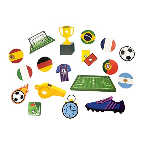 Oblique Unique® Lot de 18 confettis avec motif football - Pour anniversaire d'enfants, garçons, Coupe du monde de la Coupe du Monde - Décoration de table