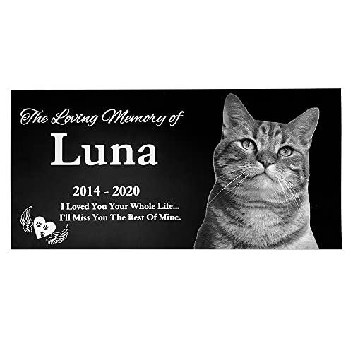 AILIN Personalized Grave Marker Granite/Acrylic Human Cat Photo Memorial Stone Tombstone 5x10 Inches
