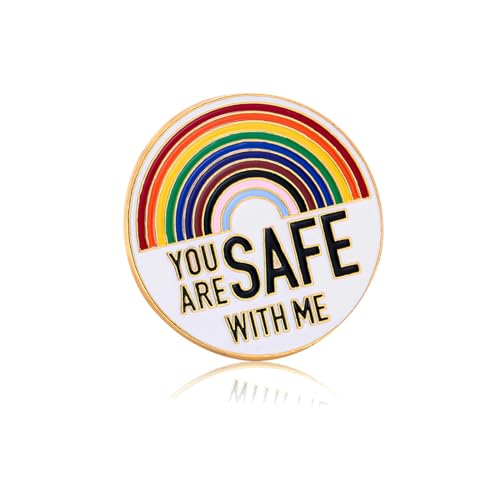 YOU ARE SAFE WITH ME Pins, Enamel Lapel LGBTQ Safe Pin Rainbow Ally Pride Pins Doctor Nurse Medical Students Brooch Pin for Hat Shirt Backpack Decoration Accessories Gift Bulk