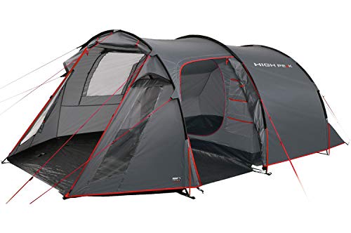 High Peak Fermo 3 Tente tunnel avec auvent Mixte Adulte, Gris-foncé-Rouge