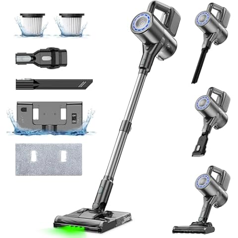 VersLife S7 Plus Cordless Vacuum Cleaner, 35Kpa, up to 40Mins 2-in-1 Cordless Vacuum and Mop Combo, Lightweight and Versatile Stick Vacuum, Deep Cleans, Washes, Green LED, All in One Cover