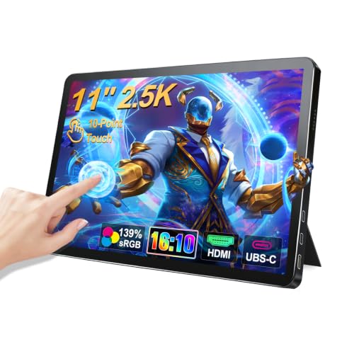 Image of 11 inch 2.5K Touchscreen Portable Monitor, 2560x1600 IPS Display 16:10,USB-C & Mini HDMI, VESA Stand Compatible with Laptops, Desktops, Phones, PS, Mac, Xbox, Switch, and Other Gaming