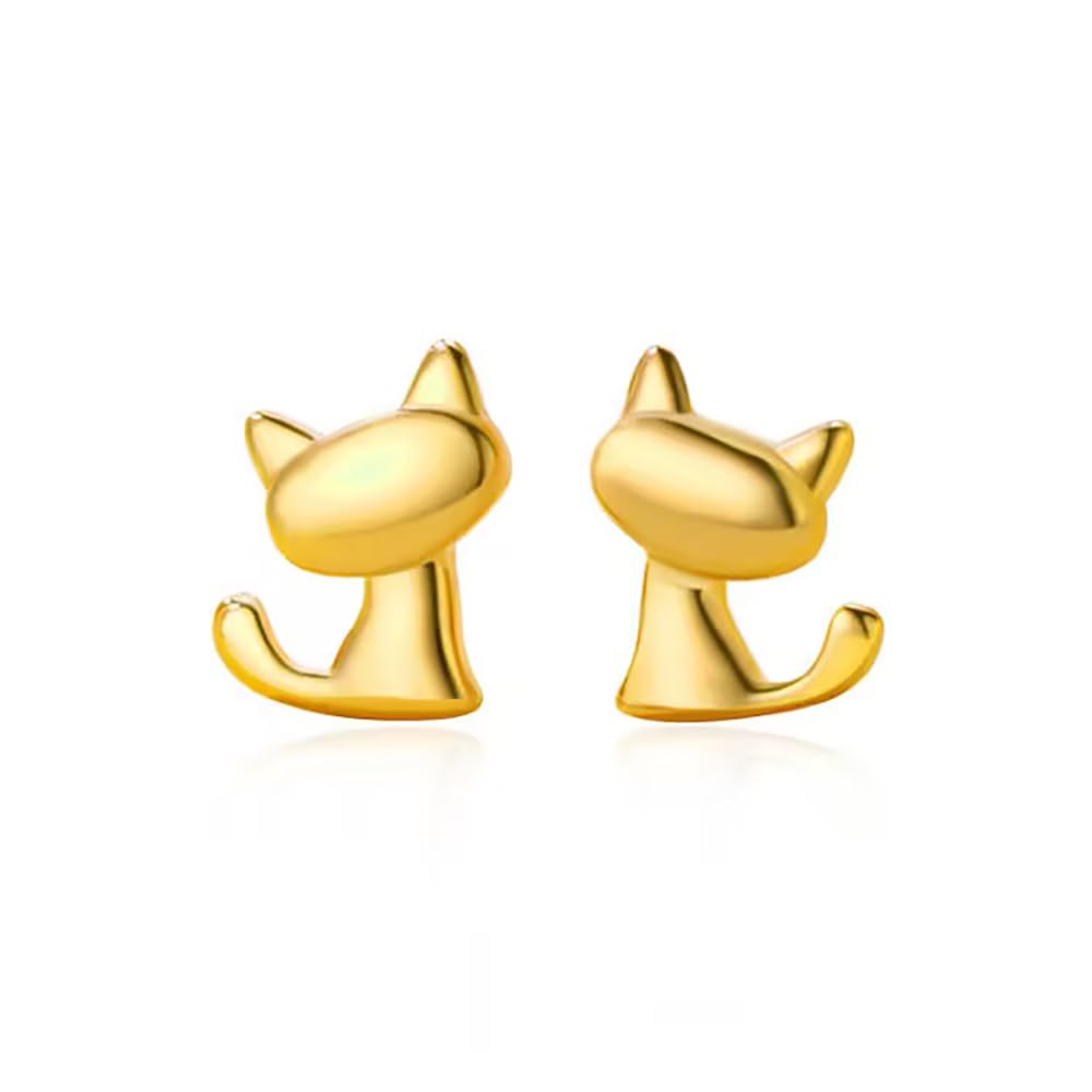 Girls Earrings Sterling Silver Cat Stud Earrings Minimalist Pet