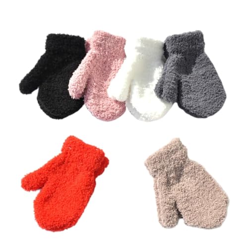 Homoyoyo 6pairs Boy Girl Gloves Full Cover Hand Mittens for Girls Stylish Knit Design Easy to Wear for Cold Days Includes
