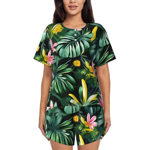 Ensemble court deux pièces pour femmes avec haut manches courtes et short doux