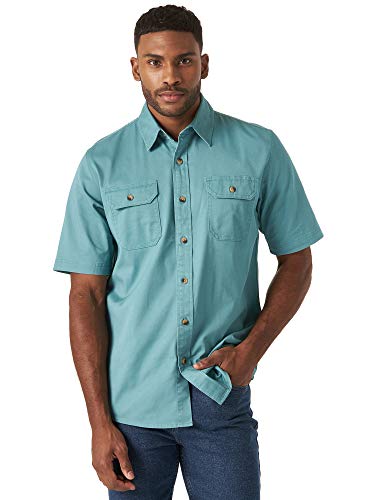 Wrangler Authentics Men s Weather Anything Short Sleeve Woven Shirt, Brittany Blue, Large