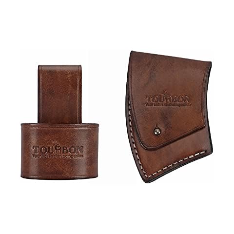 Tourbn Thick Leather Axe Blade Cover Sheath Leather Head Holster Hatchet Protector and Belt Holder (Brown) Cover