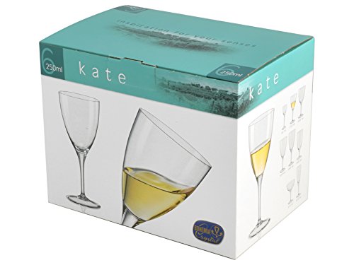 Bohemia Crystal Kate Lot 6 Verres à vin 25 cl, Verre, Transparent, 26 x 17 x 20 cm – vue 2