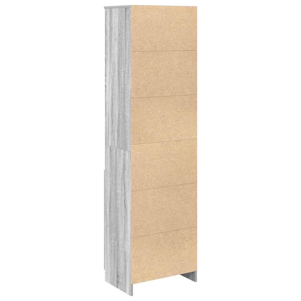 vidaXL Aparador de Madera de ingeniería Sonoma Gris 50x35x180 cm, Armario, Armario Auxiliar, Armario de almacenaje Alto, Armario de almacenaje