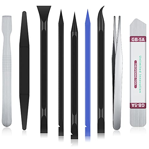 9 Pieces Carbon Fiber Plastic Scraper Multi-Purpose Scraper Non-Scratch Cleaning Tool Small and Narrow Plastic Scraper Tool Carbon Label Scraper for Removing Stickers, Labels, Oil Stains, Food, Dirt