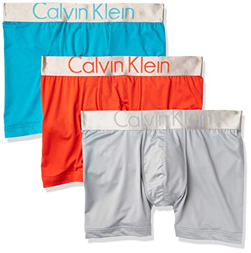 Calvin Klein Men's Steel Micro Boxer Briefs, Maldives/Inferno/Overcast, XL
