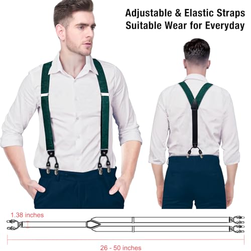 Image of DiBanGu Paisley Bow Tie and Supenders for Men Tuxedo Heavy Duty 6 Clips Suspender Adjustable Y-Shape Mens Trouser Braces