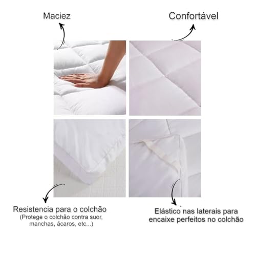 Protetor de Colchão Acolchoado Pillow Top para Cama King Size