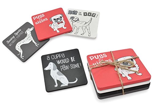 Ensemble De 4 Sous-Verres Teckel Avec Support, Ensemble De Sous-Verres En Bois Teckel Décoration De Table à Manger, Sous-Verres à Thème Animal