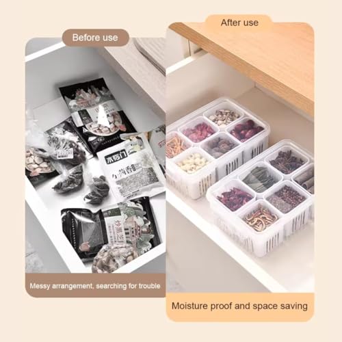 Image of TASMAX Fridge Storage Boxes, Plastic Fridge Containers, Fridge Accessories Items, (FRIDGE CONTAINER LARGE BOX-9 GRID)